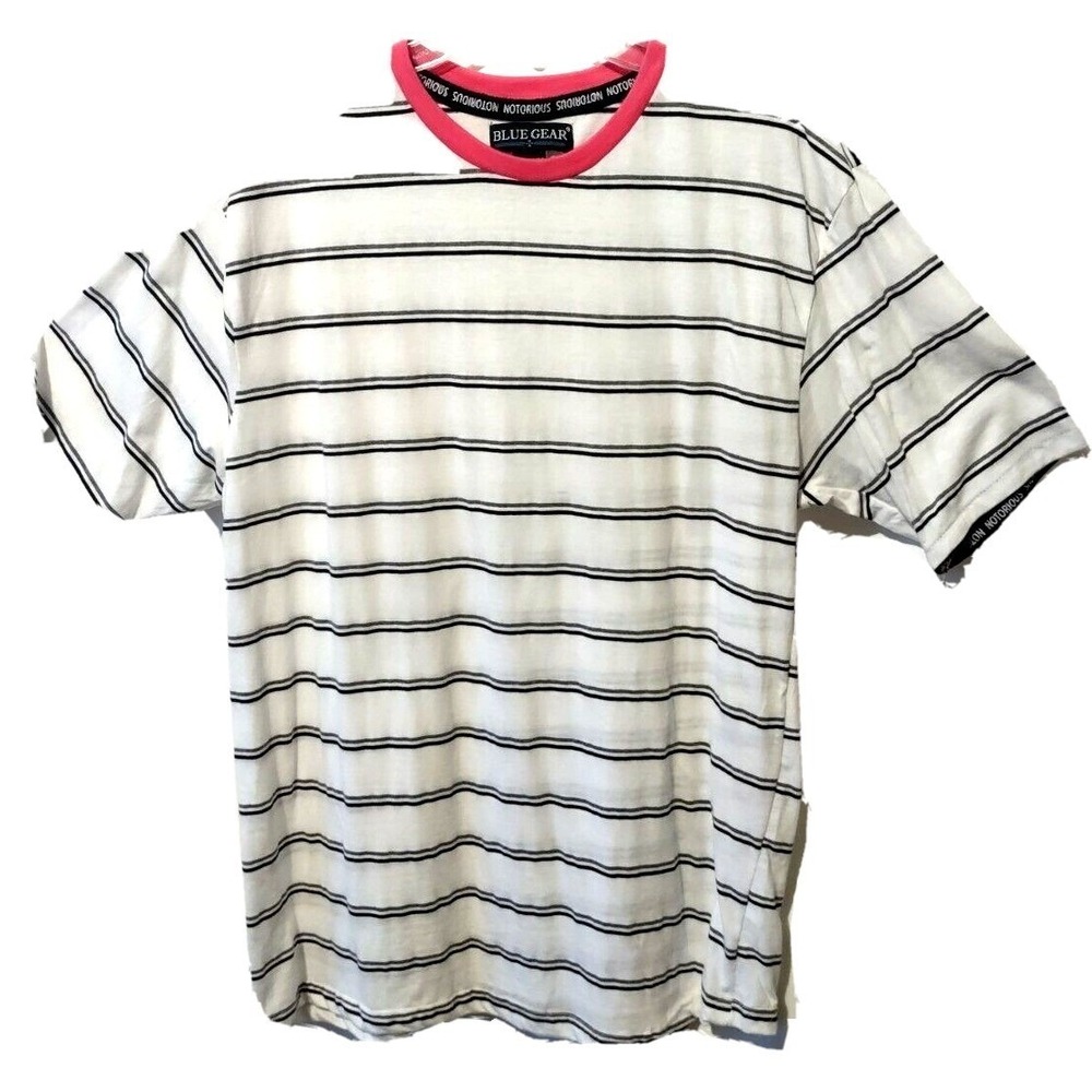 Blue Gear T-Shirt Men's Sz X-Large Short Sleeves With Notorious Pink Collar Logo